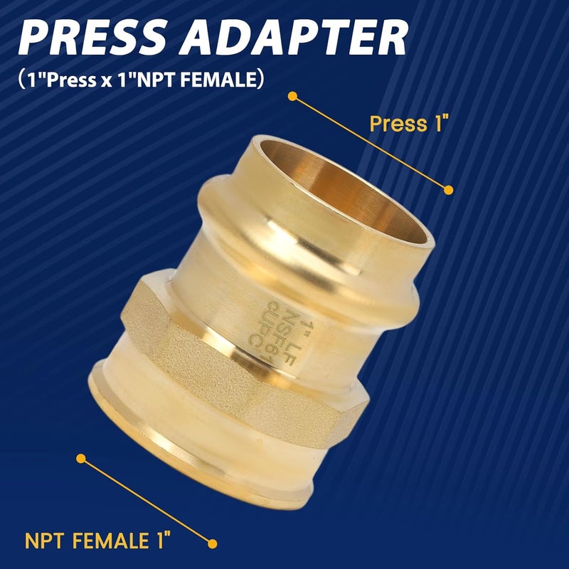 Abbiemo 5PCS 1 inch Propress x 1 inch NPT Female Adapter Pressure Copper Fitting ProPress Connect to Female NPT Pipe Lead-Free - Image 2